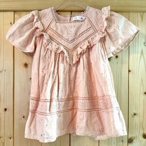 Zara Pink Eyelet Ruffle Dress